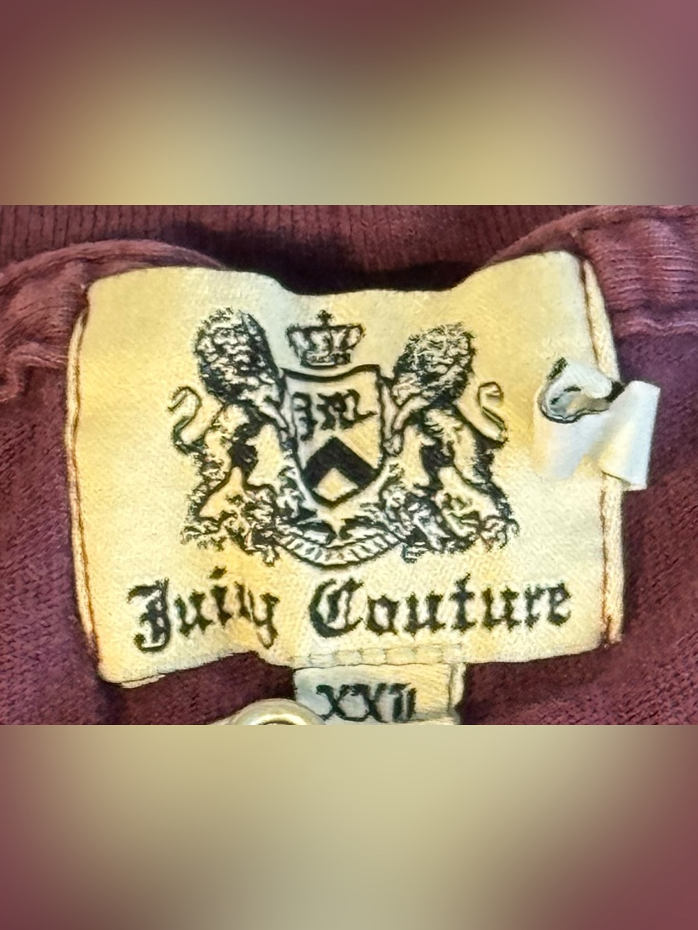 Juicy Couture Burgundy with Pink Graphic Crest T-Shirt XXL Y2K Style Made in USA - Picture 5 of 5